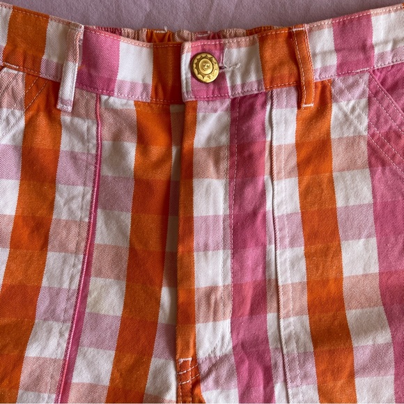 Big Bud Press Pink and Orange Gingham Work Shorts - Picture 3 of 5
